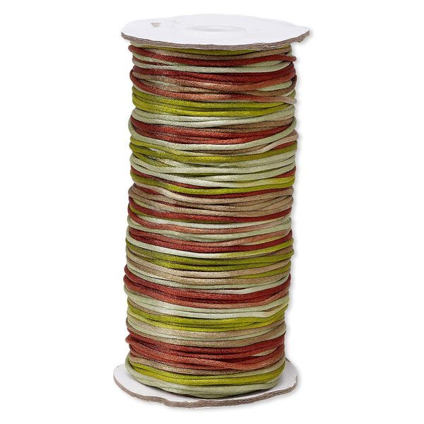 Cord, Satinique™, satin, forest, 2mm regular. Sold per 400-foot spool. image number 0