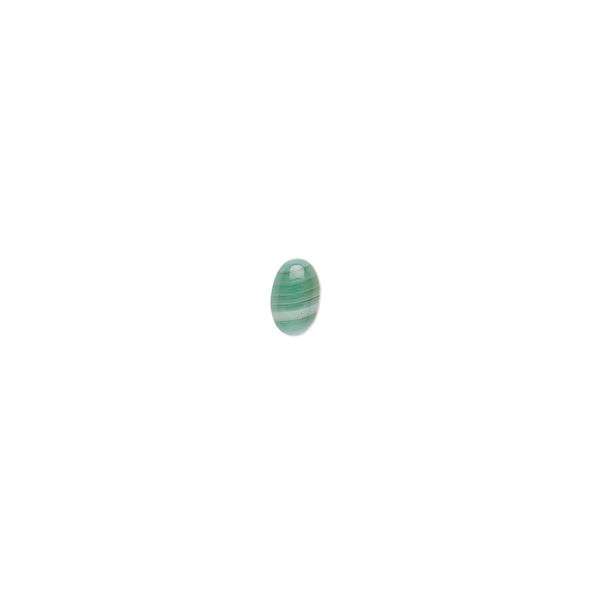 Striped green agate 1pkg10, calibrated oval cab 6x4mm image number 0
