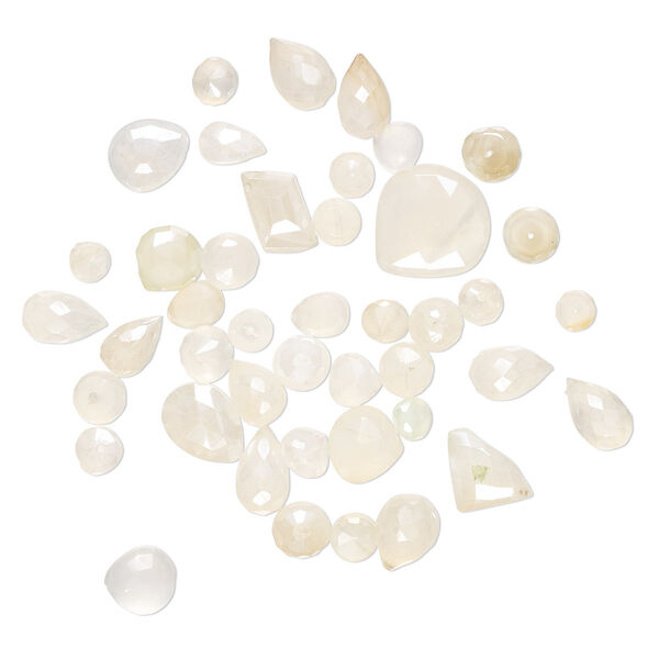 Yellow chalcedony 1pkg1, hand-cut top-drilled / center-drilled mixed shapes bead 1 oz mix 5x3mm-15x15mm image number 0