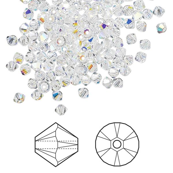 Bead 1440pk crystal AB, Crystal Passions® 3mm bicone 5328 image number 0