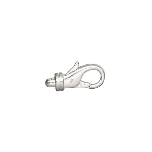 Clasp, lobster claw, sterling silver, 15x8mm, Sold Individually. image number 0