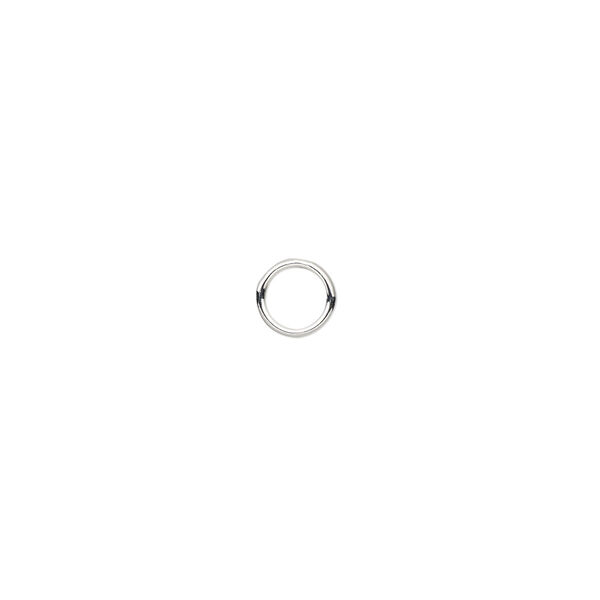 Jump ring, sterling silver, 6mm soldered round, 4.4mm inside diameter, 20 gauge. Sold per pkg of 20. image number 0