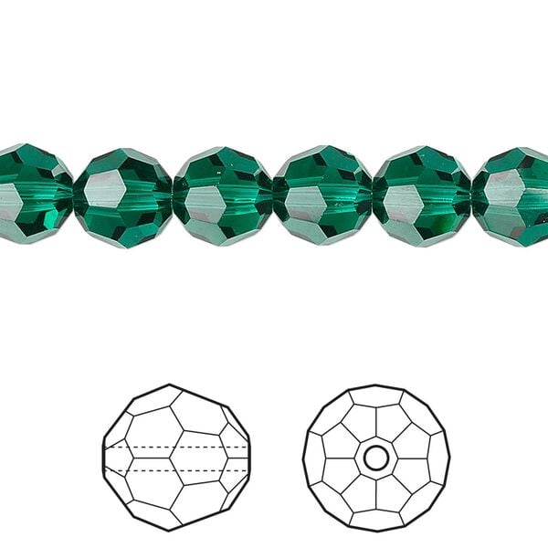 Bead 12pk emerald, Crystal Passions® 8mm round 5000 image number 0
