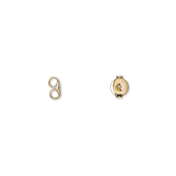 Earnut 1pkg500 gold-plated, 4.5mm round, brass 250 pair image number 0
