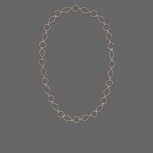 Necklace, 14Kt gold-filled, 21x14mm diamond and 14mm round linked with 6x4 oval, 24-inch continuous loop. Sold individually. image number 0