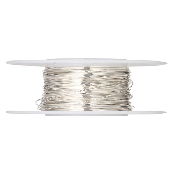 Wire, sterling silver, dead-soft, round, 30 gauge. Sold per 1/4 ounce spool, approximately 45 feet. image number 0
