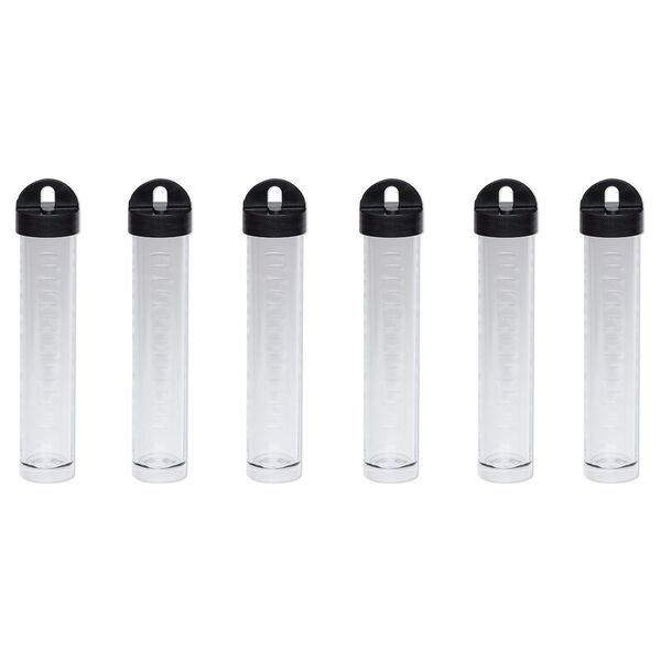 Vial, acrylic, clear and black, 4 x 3/4 inches with twist-off cap. Sold per pkg of 6. image number 1