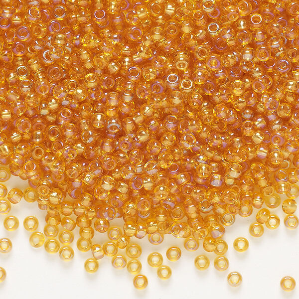 Seed bead, Preciosa Ornela Czech glass, pkg/50g, #10 rocaille, translucent rainbow topaz, (11050). image number 0