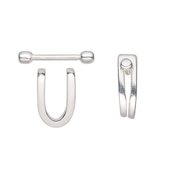 Bail, sterling silver, 15x10x5mm horseshoe with 1.25mm wide bar and 9mm grip length, 5.25mm inside diameter. Sold individually. image number 0