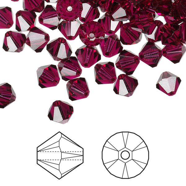 Bead 24pk ruby, Crystal Passions® 6mm bicone 5328 image number 0