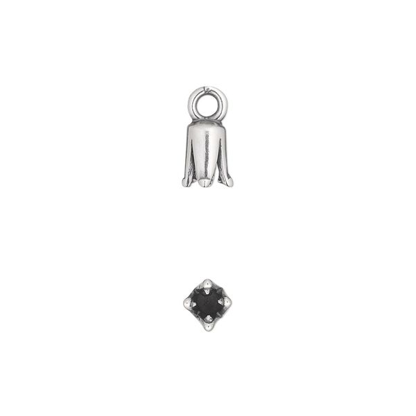 Cord end, JBB Findings, antique silver-plated pewter (tin-based alloy), 7x4mm cone, 2mm inside diameter. Sold per pkg of 4. image number 0