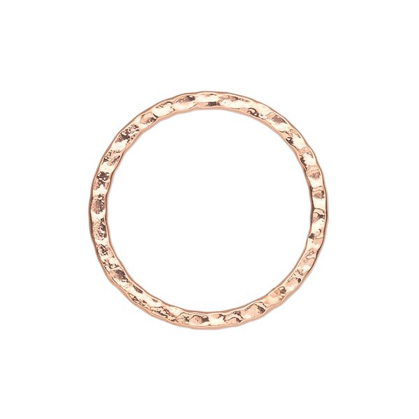 Component, copper-plated steel, 25mm double-sided hammered open round. Sold per pkg of 10. image number 0