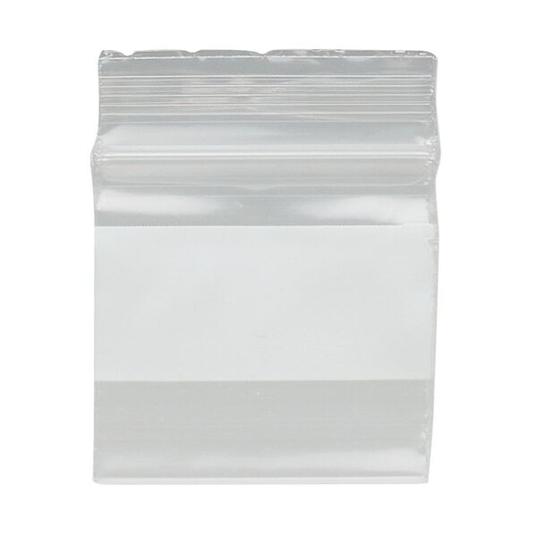 Bag, Tite-Lip™, plastic, clear and white, 1x1-inch top zip with block. Sold per pkg of 100. image number 1