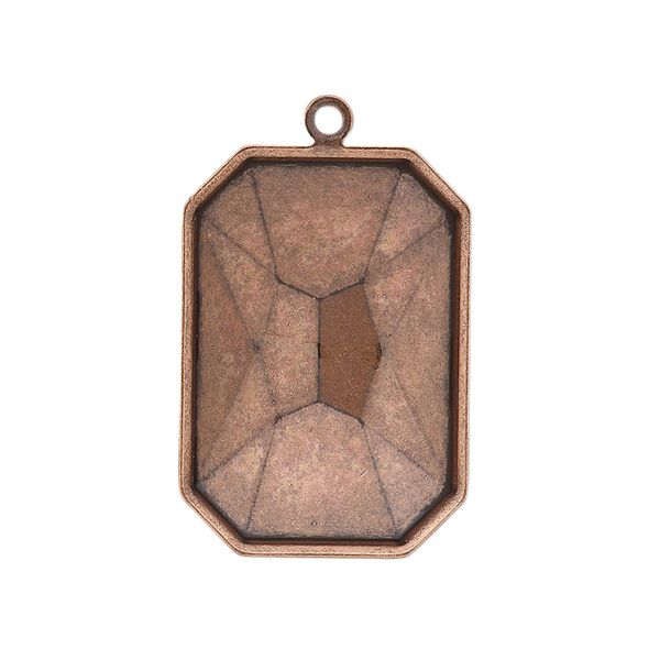 Drop, Almost Instant Jewelry®, antique copper-plated brass, 29x21mm rectangle with 27x18.5mm emerald-cut setting. Sold per pkg of 2. image number 0