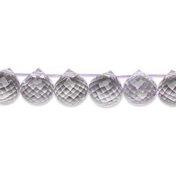 Lavender amethyst 1pkg10, hand-cut top-drilled micro-faceted teardrop bead natural B grade, 8x8mm-9x9mm image number 0