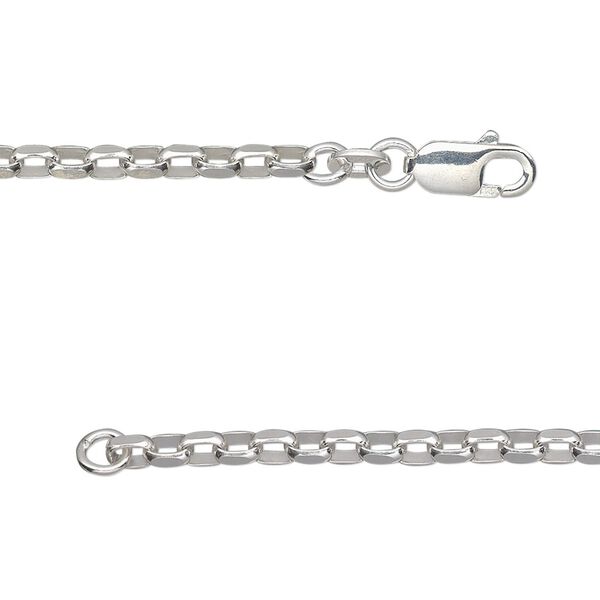 Chain, sterling silver, 2.5mm oval rolo, 18 inches with lobster claw clasp. Sold individually. image number 0