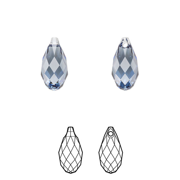 Briolette 2pk denim blue, Crystal Passions® 13x6.5mm pendant drop 6010 image number 0
