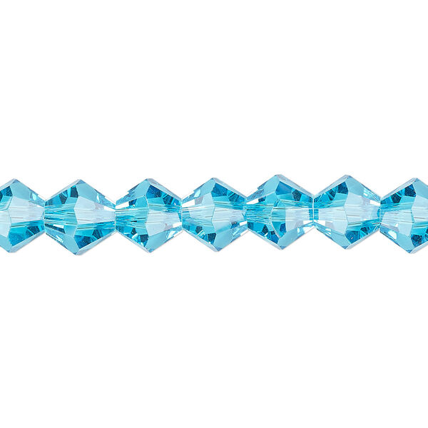 Bead 1pk transparent turquoise blue, Celestial Crystal® 8mm bicone 15.5-16 inch image number 0