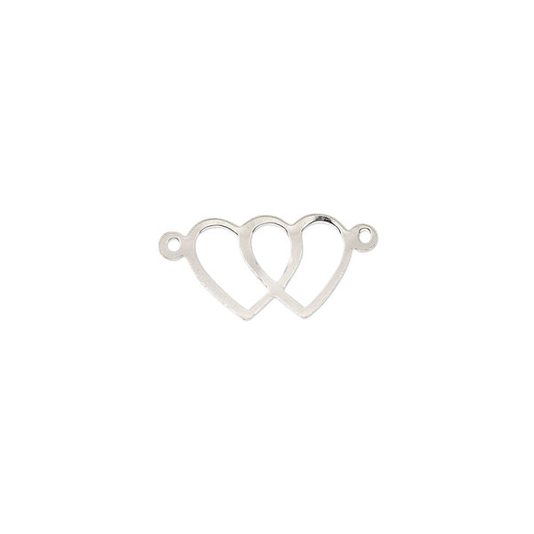 Link, sterling silver, 14x9mm open double heart. Sold individually. image number 0
