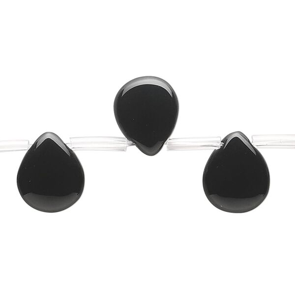 Black onyx 1pkg16, top-drilled teardrop bead 12mm image number 0