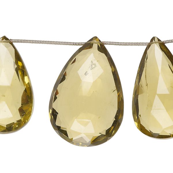 Golden quartz 1pkg9, hand-cut top-drilled faceted puffed teardrop bead 29x17mm-38x25mm image number 0