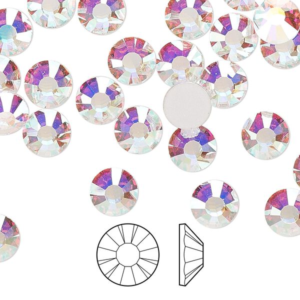 Flat back 144pk crystal AB foil back, Preciosa MAXIMA Czech crystal rhinestone 7.07-7.27mm chaton rose round SS34 image number 0