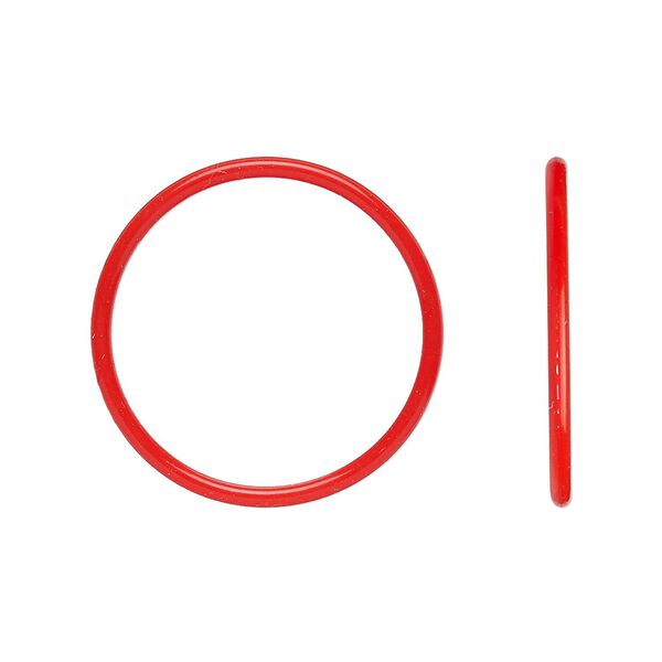 Component, Oh! Ring™, silicone, red, 25mm round with 22mm hole. Sold per pkg of 50. image number 0