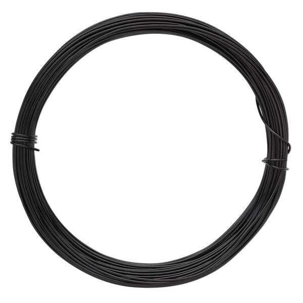 Wire, anodized aluminum, black, 0.8mm round, 20 gauge. Sold per pkg of 45 feet. image number 0