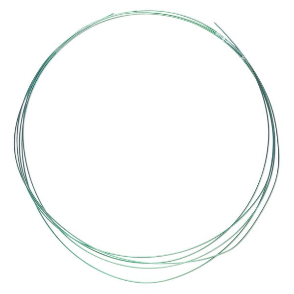 Wire, anodized niobium, green, half-hard, round, 24 gauge. Sold pkg of 5 feet. image number 0