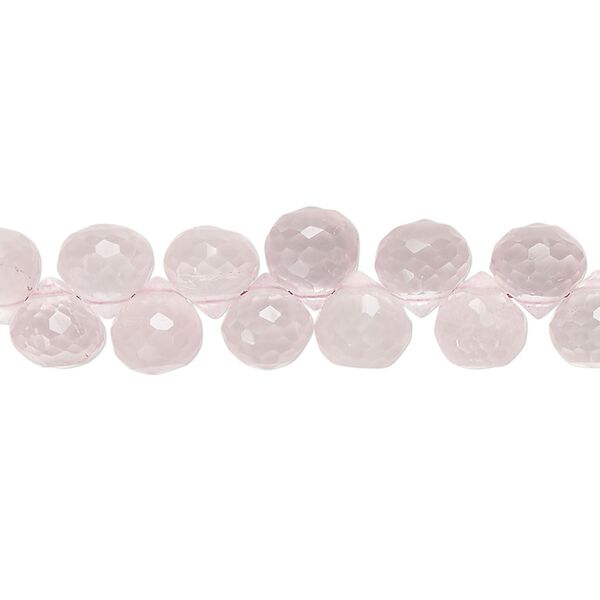 Rose quartz 1pkg60, hand-cut top-drilled faceted teardrop bead 7x7mm image number 0