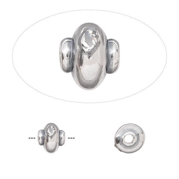 Bead, JBB Findings, sterling silver, electroformed, 8x7mm lobed round. Sold individually. image number 0
