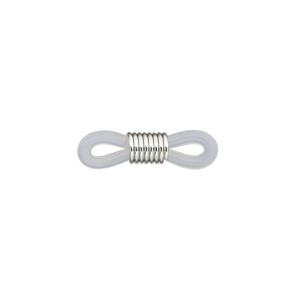 Eyeglass holder, rubber and silver-finished brass, clear, 20x5mm-26x5mm with adjustable coil. Sold per pkg of 100. image number 0