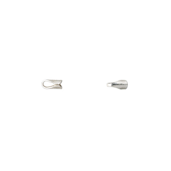 Cord end, fold-over, sterling silver, 5x2mm round, 1.5mm inside diameter. Sold per pkg of 10. image number 0