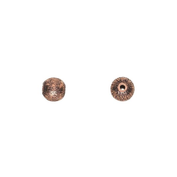 Bead, antiqued copper, 6mm brushed round. Sold per pkg of 30. image number 0