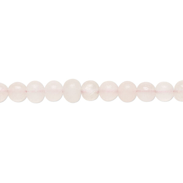 Bead, rose quartz (natural), light to medium, 4x3mm-5x4mm hand-cut rondelle and 4-5mm round, C- grade, Mohs hardness 7. Sold per 14-inch strand, approximately 80 beads. image number 0