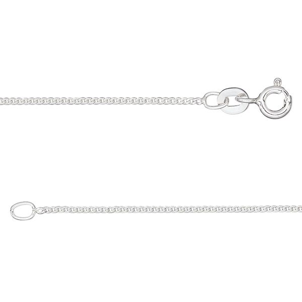Chain, Gossamer™, sterling silver, 1mm curb, 20 inches. Sold individually. image number 0
