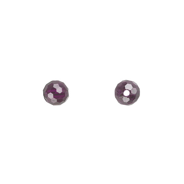 Bead, acrylic, purple, 6mm faceted round. Sold per 100-gram pkg, approximately 740-790 beads. image number 0