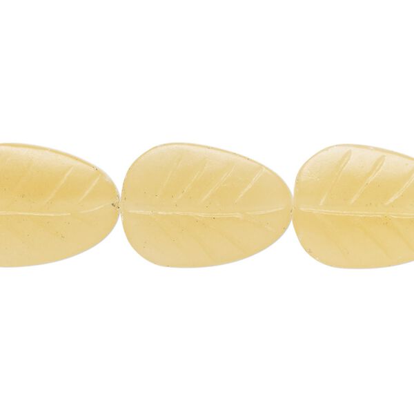 Yellow calcite 1pkg1, carved leaf bead 15.5-16 inch 18x13mm image number 0