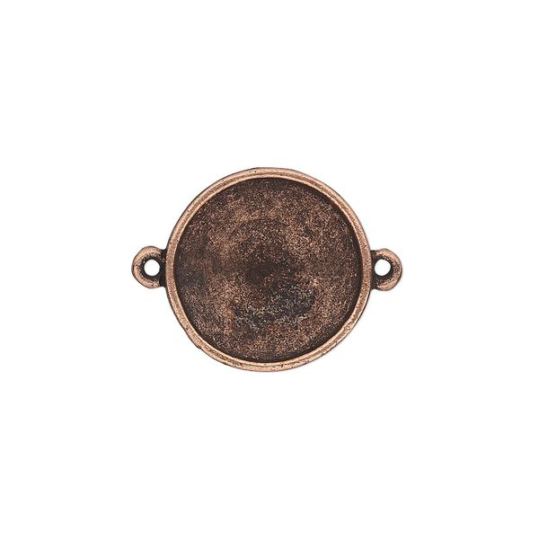Link, Almost Instant Jewelry®, antique copper-plated pewter (tin-based alloy), 18mm round with 16mm rivoli setting. Sold individually. image number 0