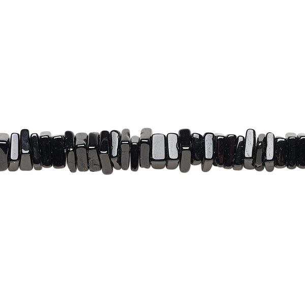 Black spinel 1pkg1, hand-cut square rondelle bead natural 8 inch 4x1mm-6x2mm image number 0