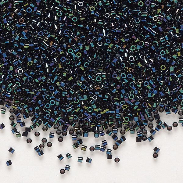 Seed bead, Delica®, glass, pkg/7.5g, #15 round, opaque metallic iris dark blue (DBS-0002). image number 0