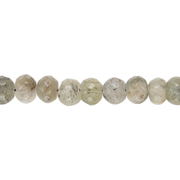 Black spotted quartz 1pkg1, hand-cut faceted uneven round / rondelle bead natural 14 inch 6-7mm / 7x5mm image number 0
