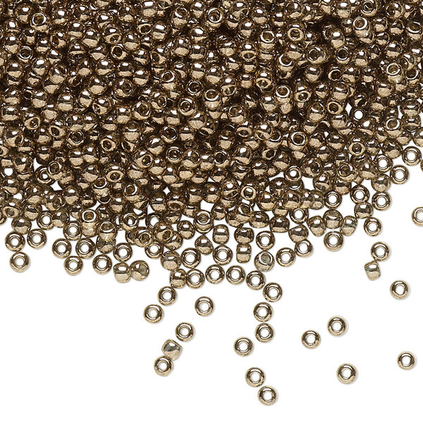 Seed bead, TOHO BEADS®, glass, pkg/250g, #11 round, opaque gold luster Montana blue (TR-11-204). image number 0