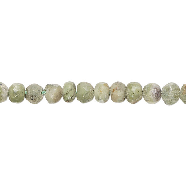 Olive chrysoprase 1pkg1, hand-cut faceted rondelle bead natural 14 inch 4x3mm-6x4mm / 5mm image number 0