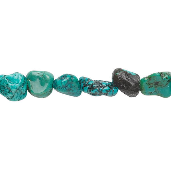 Bead, turquoise (dyed / stabilized), blue, small nugget, Mohs hardness 5 to 6. Sold per 15-1/2 to 16-inch strand. image number 0