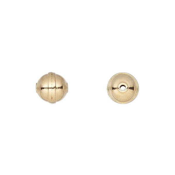 Bead, gold-plated carbon steel, 8mm rimmed round. Sold per pkg of 20. image number 0