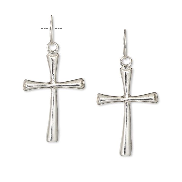 Drop, sterling silver, 21x15mm plain rounded cross. Sold per pkg of 2. image number 0