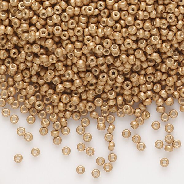 Seed bead, Miyuki, glass, pkg/250g, #11 rocaille, opaque matte galvanized mead, (RR-2082). image number 0