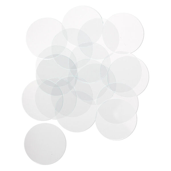 Glass 1pkg20, flat round design element, clear 1-3/8 inch / 0.90mm image number 0