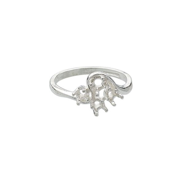 Ring, Sure-Set™, sterling silver, smooth band with (3) 3mm and (1) 3.5mm faceted round settings, size 7. Sold individually. image number 0